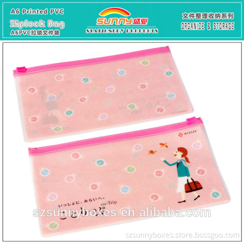 Eco-friendly Printed PVC A6 Ziplock File Bag